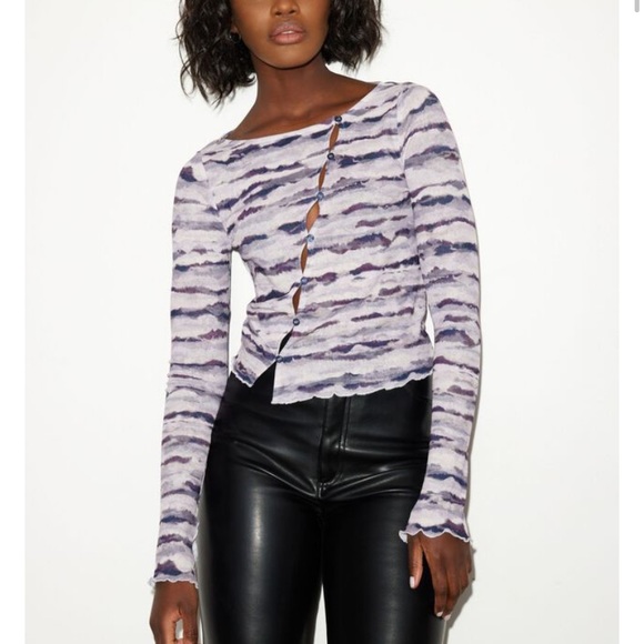 Dynamite Asymmetrical Long Sleeve Key Hole Top - Picture 1 of 2